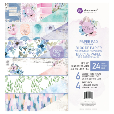 Prima Marketing Watercolor Floral 12x12 Inch Paper Pad 